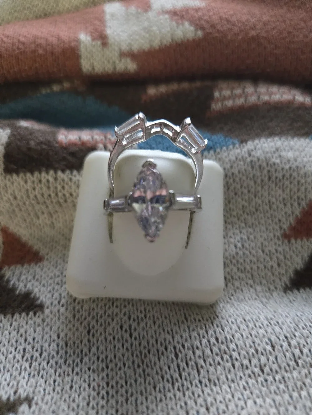 Marquise-Cut Clear Cz Wedding Set Ring in Silver